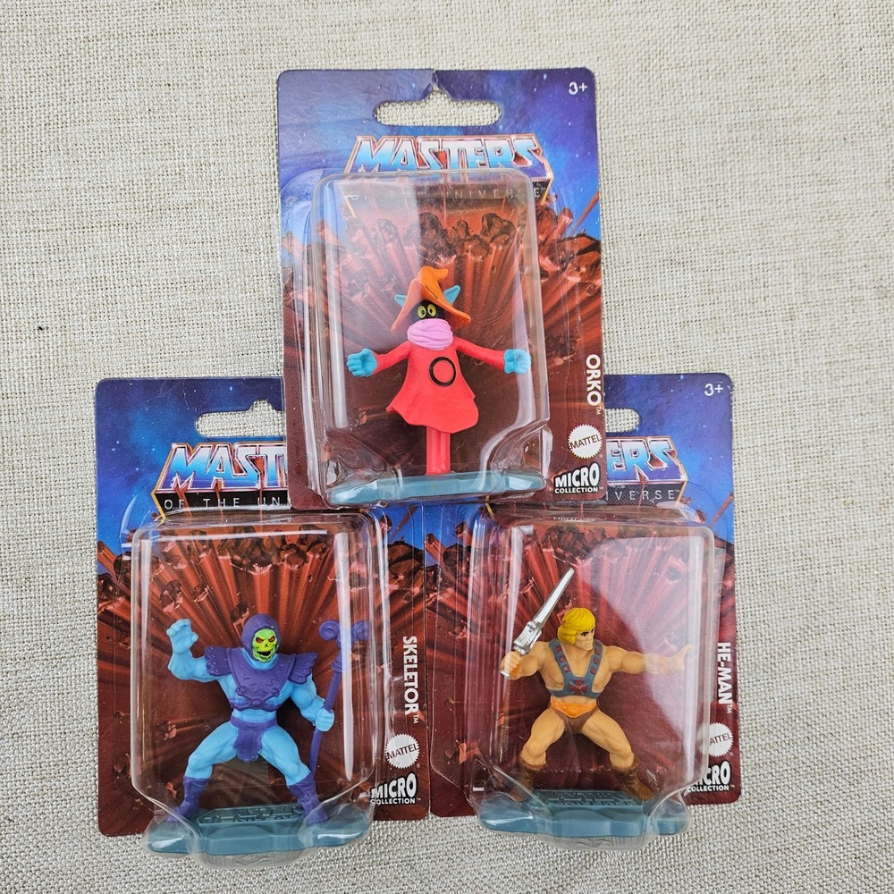 3 Masters‎ of the Universe Micro Collection Action Figures- He Man Skeletor Orko